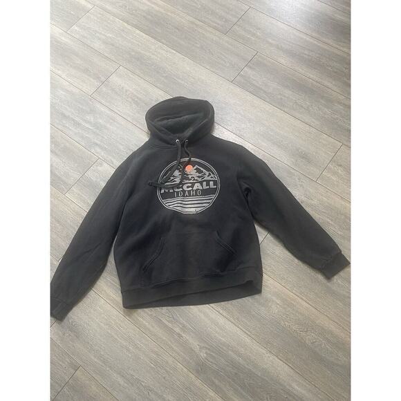 Mccall Idaho Loan Rock Clothing Sweatshirt Hoodie Unisex Large Black Mountains - Picture 1 of 8